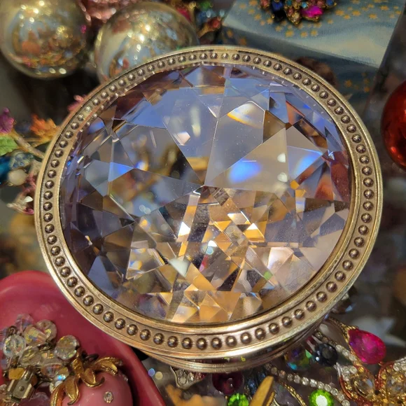 Pink Rhinestone Lidded Silver Safekeeper Jewelry Box Pretty ~ GUC Lori Greiner - Picture 12 of 16